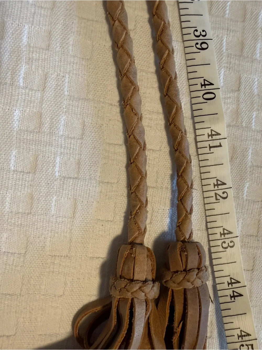Sundance Braided Leather Tassel Strap in Tan